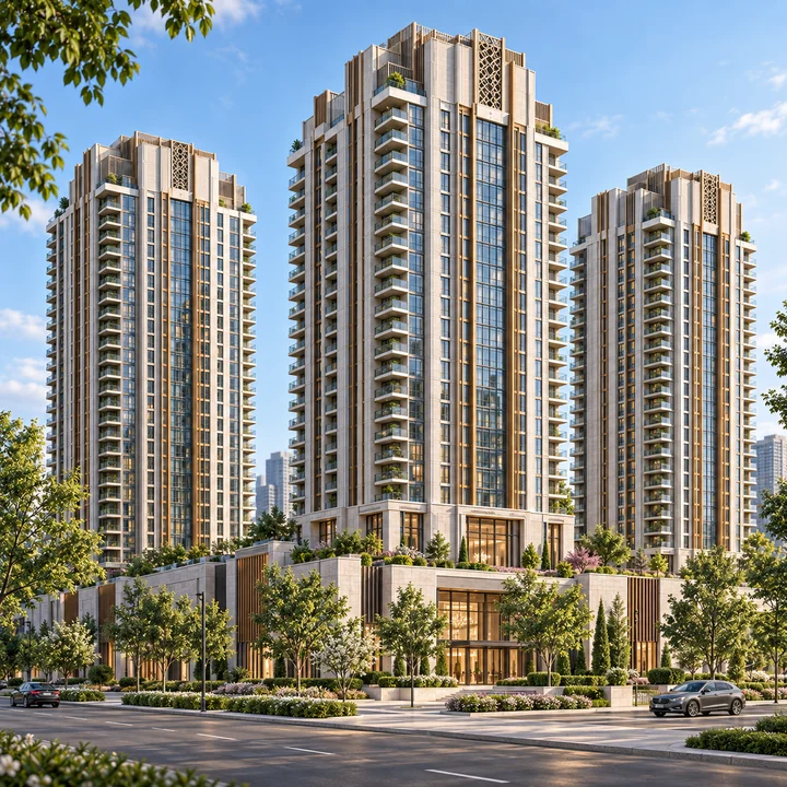 Abhee City Urban Glenn tower facades with Scottish-inspired design